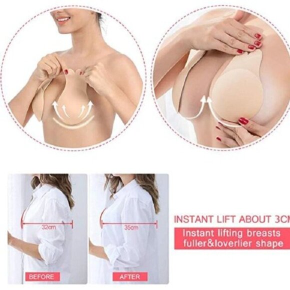 NEW BEIGE BUNNY EARS BREAST LIFT PETALS PASTIES COVERS - Picture 2 of 8